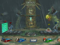 Kratos using the Blades of Chaos against Parappa the Rapper in PlayStation All-Stars Battle Royale