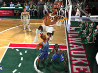 Two-on-two action featuring the Bucks and the Kings in NBA JAM