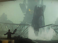 Capelli dwarfed by a huge Chimeran unit in Resistance 3
