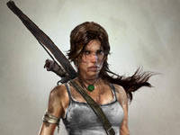Lara Croft decked out with all her weapons in Tomb Raider