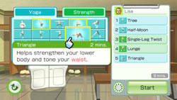 Yoga and strength activity selector in 'Wii Fit Plus'