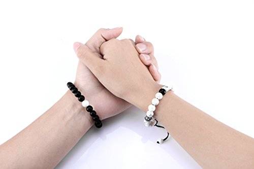 Distance Bracelet Enjoit Black Matte Agate & White Howlite Energy Stone Beads Bracelet Set Couple J