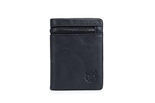 BULLCAPTAIN Leather Wallet Zipper Men Wallet, Mens RFID Antimagnetic Genuine Leather 11 Card ..
