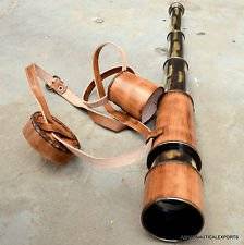 Medieval Vintage Brass 18-inch Telescope with Leather Cover