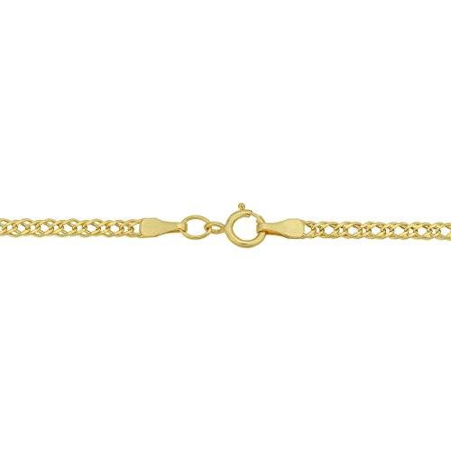 Kooljewelry 10k Yellow Gold Diamond Weave Curb Anklet (2 mm, 10 inch)