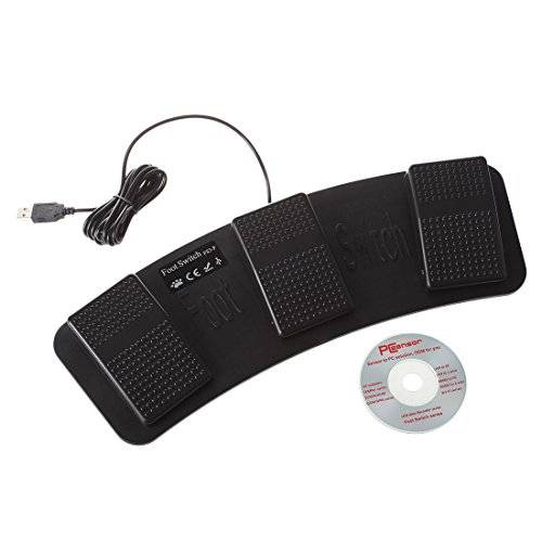 iKKEGOL PC USB Triple Foot Switch Keyboard Mouse Control Action 3 Three Pedal HID for Game PC..