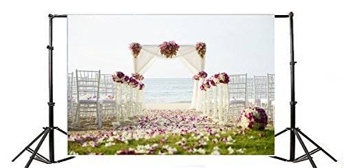 Leowefowa 7X5FT Wedding Ceremony Backdrop Seaside Sand Beach Backdrops for Photography Falling Flow