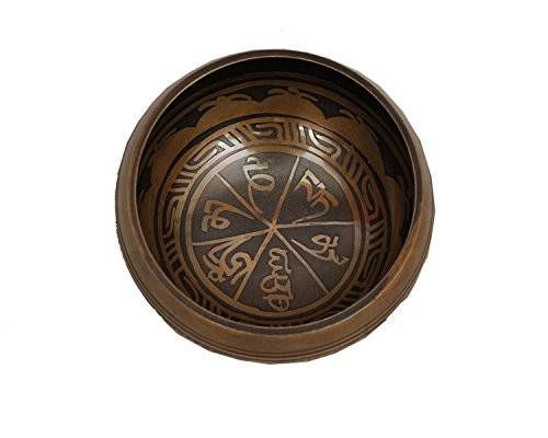 Special Etching Tibetan Singing Bowl Set By Dharma Store - Buddhism Yoga Meditation - With Striker