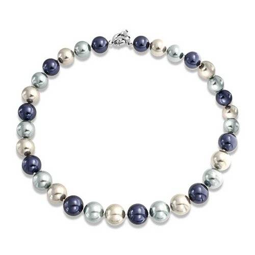 Round Blue Shell Pearl Statement Necklace