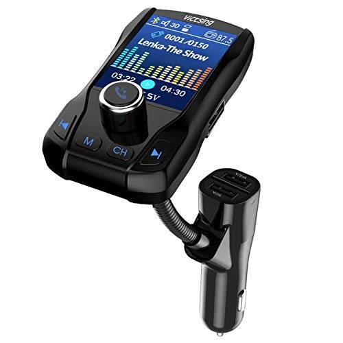 VicTsing Bluetooth FM Transmitter for Car, 1.8" Color Screen Wireless Radio Transmitter Adapter