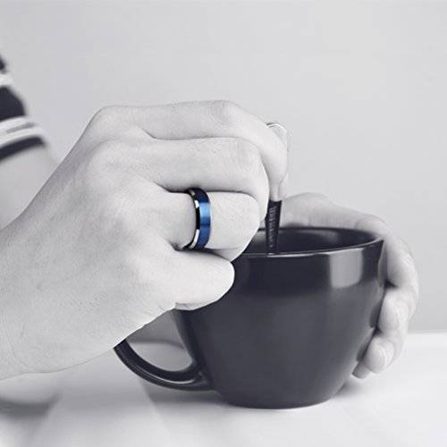 Three Keys Jewelry 6mm Two Tone Tungsten Wedding Ring Blue Brushed Wedding Band Engagement Ring Uni