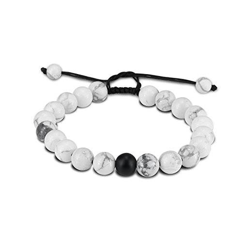 Distance Bracelet Enjoit Black Matte Agate & White Howlite Energy Stone Beads Bracelet Set Couple J