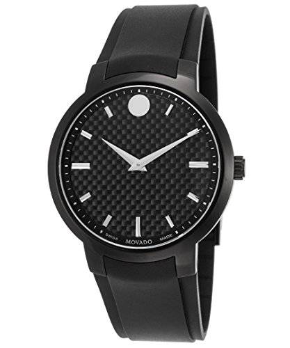 Movado Men's 42mm Black Rubber Band Steel Case S. Sapphire Swiss Quartz Analog Watch 060..