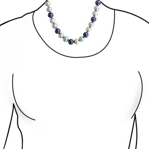 Round Blue Shell Pearl Statement Necklace