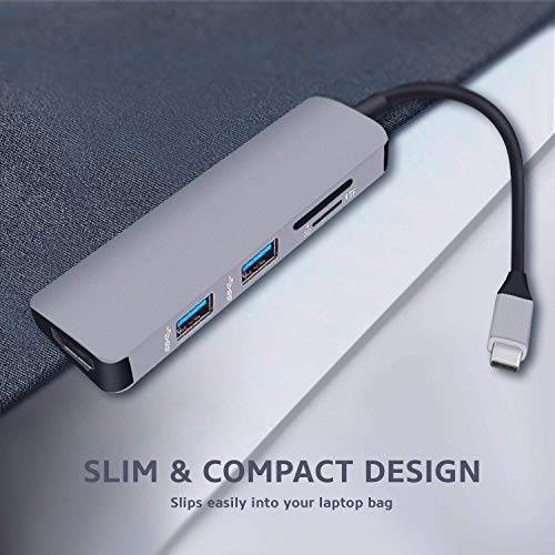 Pavlysh USB C HDMI Adapter for MacBook Pro 2016/2017/2018, 5 in 1 USB-C to HDMI Output, SD+Mi..