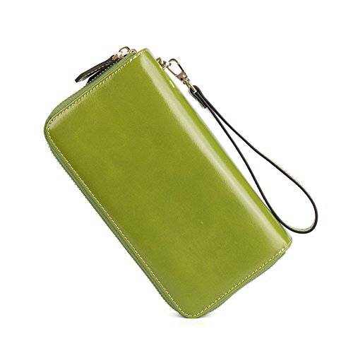 BOSTANTEN Women's Large Capacity Luxury Wax Genuine Leather Wallet with Zipper Pocket