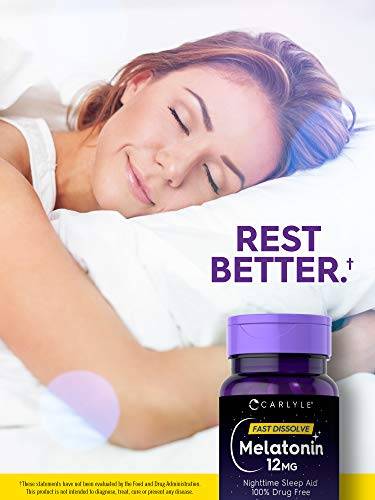 Carlyle Melatonin 12 mg Fast Dissolve 90 Tablets | Nighttime Sleep Aid | Natural Berry Flavor | V...