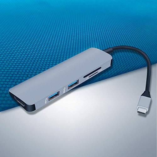 Pavlysh USB C HDMI Adapter for MacBook Pro 2016/2017/2018, 5 in 1 USB-C to HDMI Output, SD+Mi..
