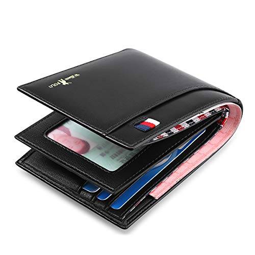 WilliamPOLO Mens Wallet Genuine Leather Front Pocket Money Clip Slim Purse (Black-02)