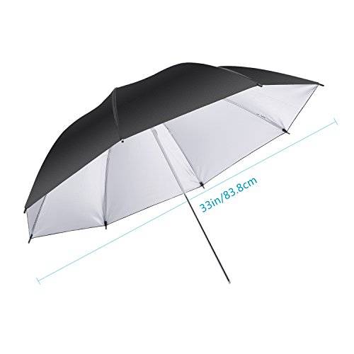 Neewer 33"/83cm Photo Studio Black/Silver Reflective Lighting Umbrella for Photography Studio Flash