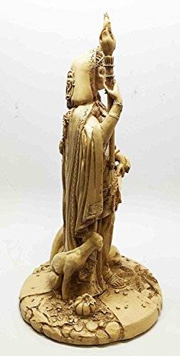 Greek White Goddess Hecate Sculpture Athenian Patroness of Crossroads, Witchcraft, Dogs and Poisono
