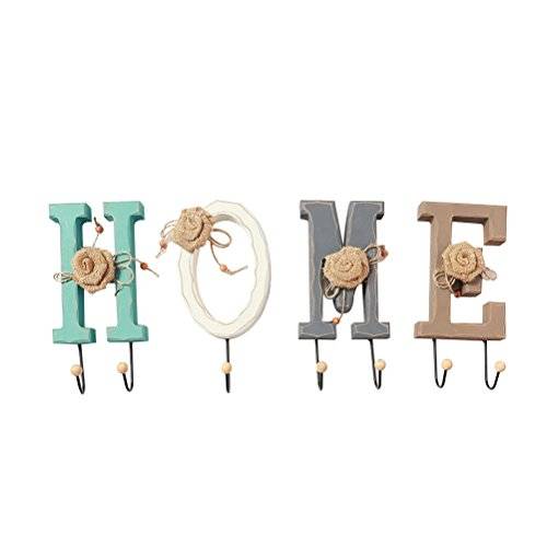 Healifty English HOME Letters Coat Hat Hooks Vintage Wooden Letters Home Decor Wall Furnishin..