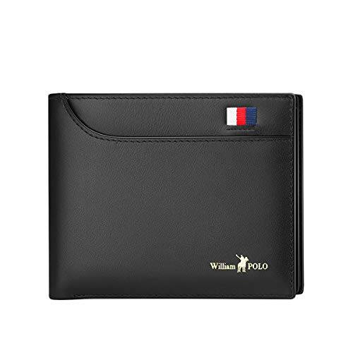 WilliamPOLO Mens Wallet Genuine Leather Front Pocket Money Clip Slim Purse (Black-02)