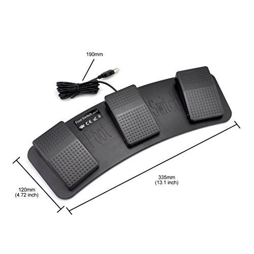 iKKEGOL PC USB Triple Foot Switch Keyboard Mouse Control Action 3 Three Pedal HID for Game PC..