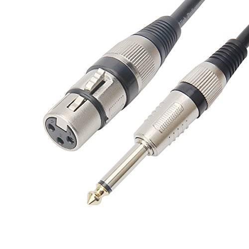 TISINO Microphone Cable XLR Female to 6.35 mm (1/4 Inch TS) Mono Male Plug Unbalanced Interconnect