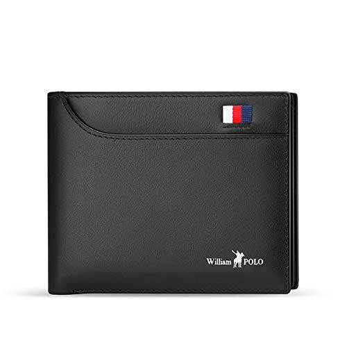 WilliamPOLO Mens Wallet Genuine Leather Front Pocket Money Clip Slim Purse (Black-02)