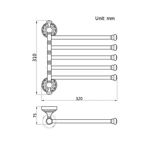 Leyden TM Antique Brass Active 5-Arm Swing Towel Rack Towel Rotated Bar Organizer Holder Wall..