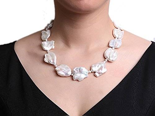 JYX Classic White 25-35mm Baroque Freshwater Cultured Pearl Necklace 20"