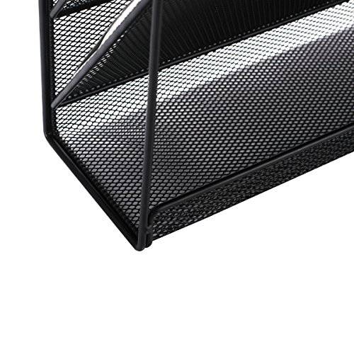 Wall Mounted File Organizer Holder Metal Mesh Magazine Rack for Office and Study Room, Black