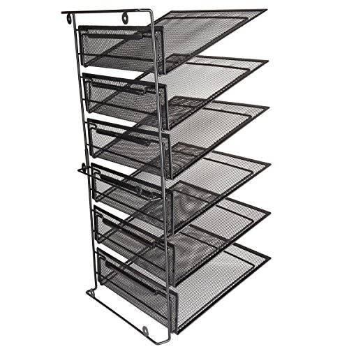 SamStar 6 Tier Hanging Wall File Holder Organizer, Legal / Letter Size, Metal Mesh Document Holder