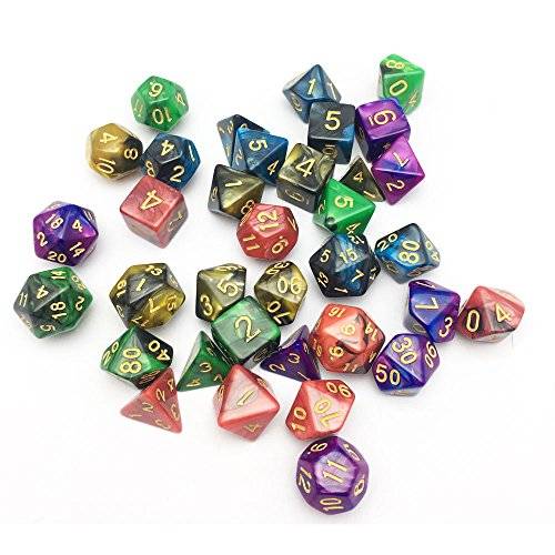 Smartdealspro 5 x 7-Die Series Two Colors Dungeons and Dragons DND RPG MTG Table Games Dice with