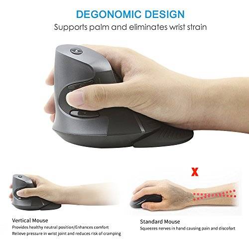 Delux Ergonomic Mouse, Wireless Vertical Mouse, 2.4G Optical Ergonomic Vertical Mouse 600/100..
