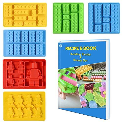Silicone Candy Molds Chocolate Tray - Ice Cube Molds Building Blocks and Robots for Lego Lovers, Ca