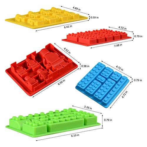 Silicone Candy Molds Chocolate Tray - Ice Cube Molds Building Blocks and Robots for Lego Lovers, Ca