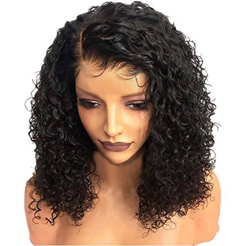 Yanvan Curly Wigs Hair for Women Girls, Brazilian Less Rose Hair Net Full Wig Bob Wave Black Natural