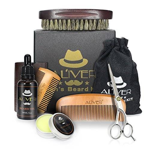 Beard Care Grooming & Trimming Kit 6 in 1 Mens Gifts - Unscented Beard Conditioner Oil, ..