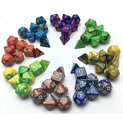 Smartdealspro 5 x 7-Die Series Two Colors Dungeons and Dragons DND RPG MTG Table Games Dice with