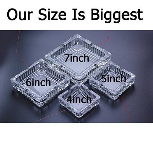 BSWEEII Large Square Glass Ashtrays for Cigars and Cigarettes Big Ashtray Outdoor for Patio Tableto