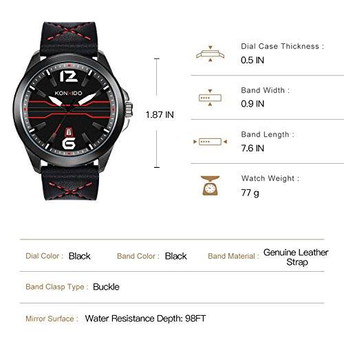 Mens Watches Leather Band Calendar Casual Watches for Men
