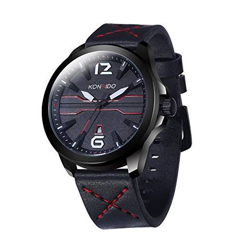 Mens Watches Leather Band Calendar Casual Watches for Men