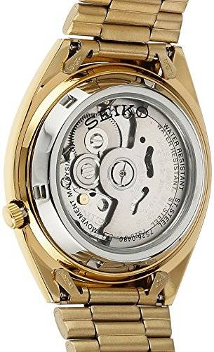 Seiko Men's SNXL72 Seiko 5 Automatic Gold-Tone Stainless Steel Bracelet Watch with Patterned Dial
