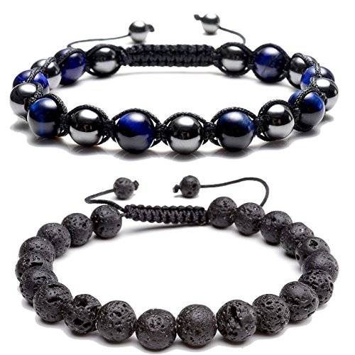 Top Plaza Natural Tiger Eye Stone Magnetic Hematite Healing Therapy Beads Lava Stone Aromatherapy E