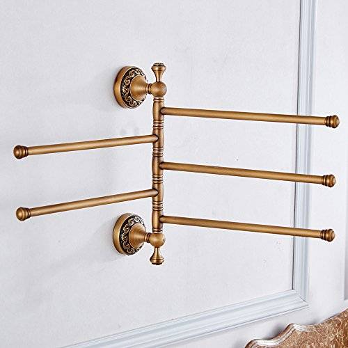 Leyden TM Antique Brass Active 5-Arm Swing Towel Rack Towel Rotated Bar Organizer Holder Wall..
