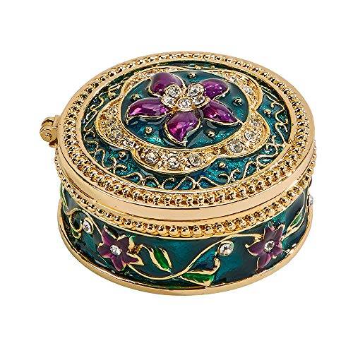 Flower Geometric Glitter Purple 2 x 2 Jeweled Metal Decorative Trinket Box