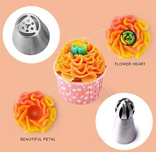Premium Russian Piping Tips Cake Decorating Supplies The COMPLETE Set -12 Unique Icing Nozzles, 2 S