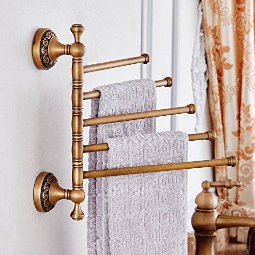 Leyden TM Antique Brass Active 5-Arm Swing Towel Rack Towel Rotated Bar Organizer Holder Wall..